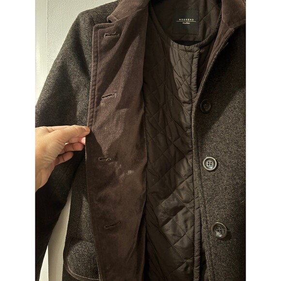 MAX MARA Weekend Brown Wool Quilted Nylon Lining Mid Length Coat 40 or 6/8 - Picture 4 of 10